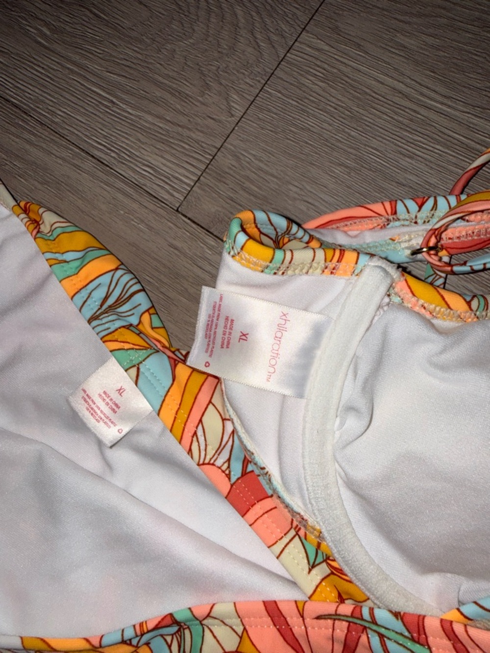 Floral High-Waist Bikini Set — Coral, Teal & Yellow - Picture 5 of 5